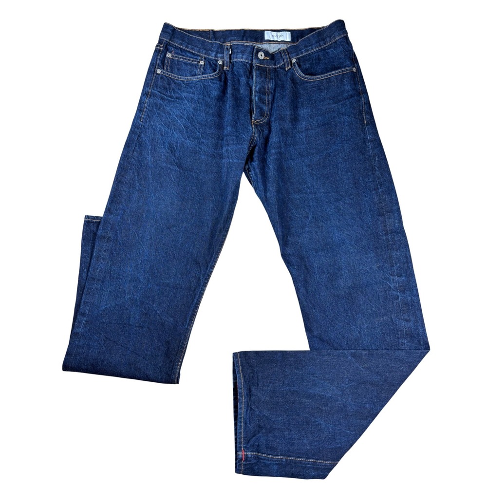 Vintage Gustin Mens Straight Fit Selvedge Denim Jeans Indigo Blue Size 37 x 34